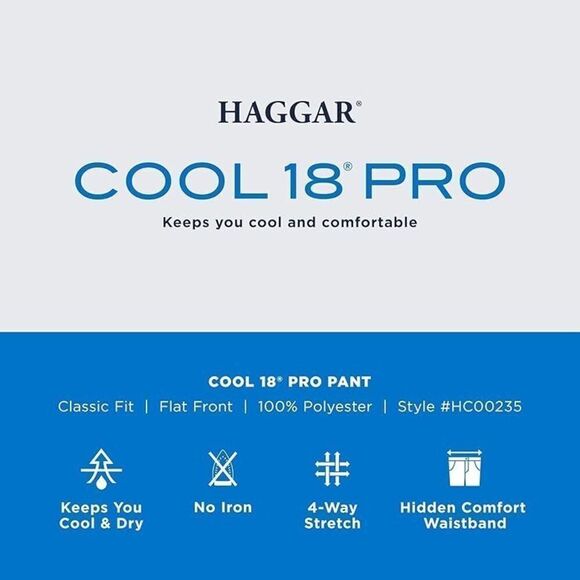 Haggar Men's black pants 36x29 Cool 18 Pro Classic Fit Flat Front Casual Pant Re - Picture 4 of 9